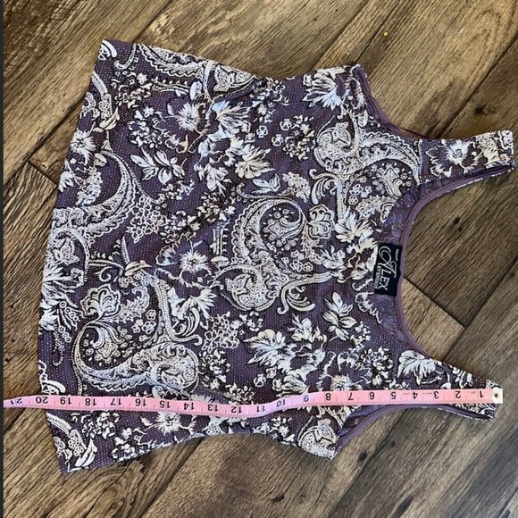 Purple Alex Evenings Floral Glitter Long Sleeve Collared Blazer Coat Large - Picture 9 of 16